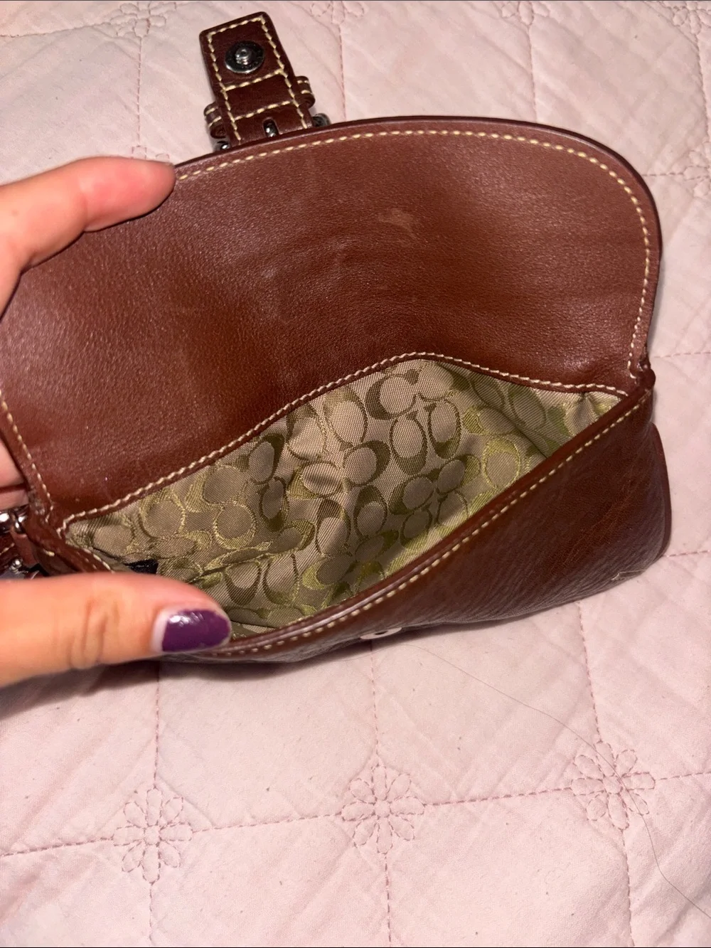 Vintage Coach Leather Wristlet- Brown